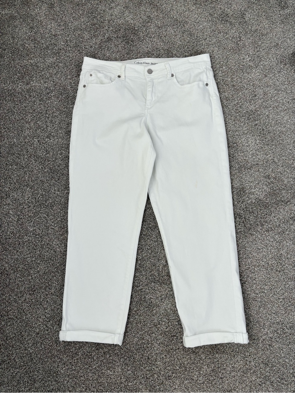 Calvin Klein Jeans White Denim Cuffed Capris W30 Stretch